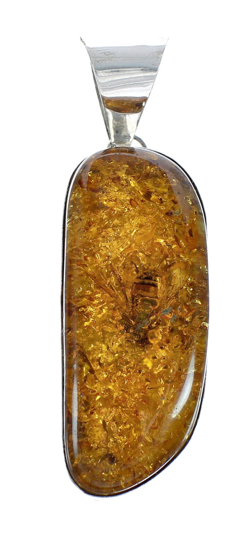 Native American Turquoise and Amber Bead Sterling Silver Necklace JX129248